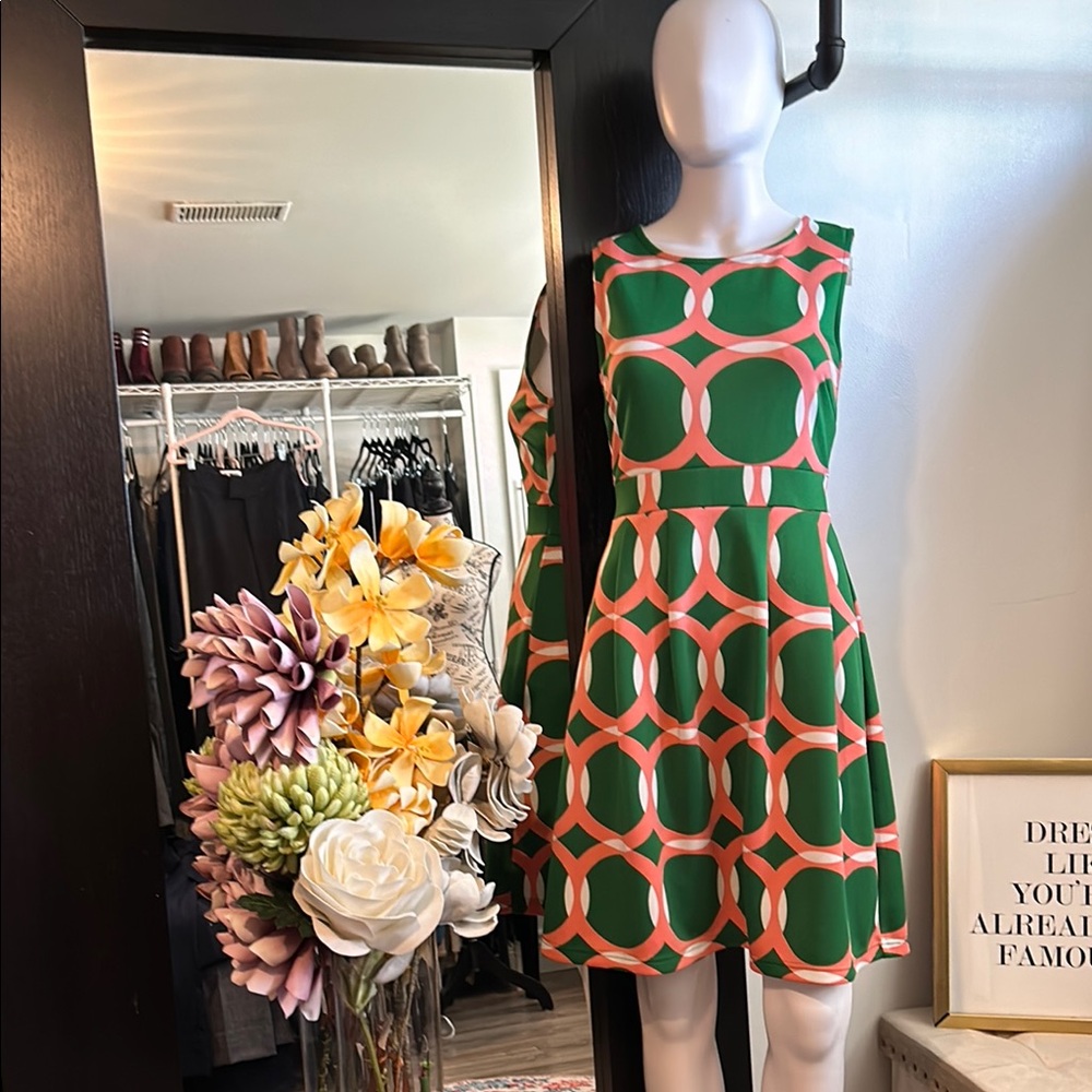 Green Pink A-Line Mini Dress